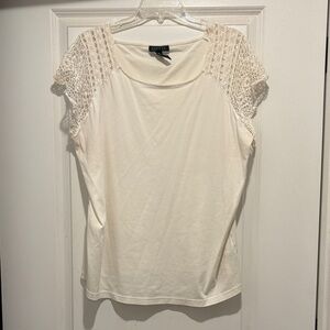 Lauren Ralph Lauren White Crochet Sleeve Top